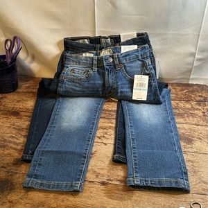 Two Pairs NWT Lucky Brand Boys Jeans Classic Straight Stretch Sz5 2 Shades